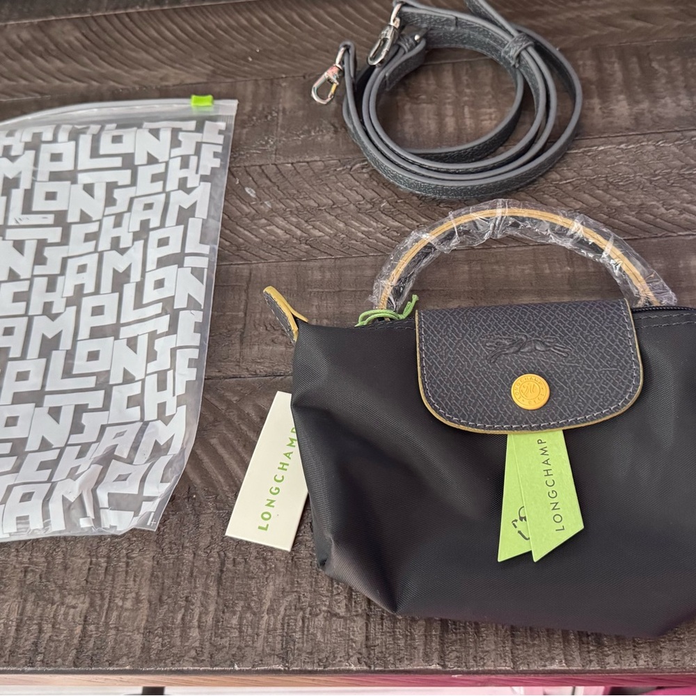Longchamp Black Mini Bag with Gold Accents
